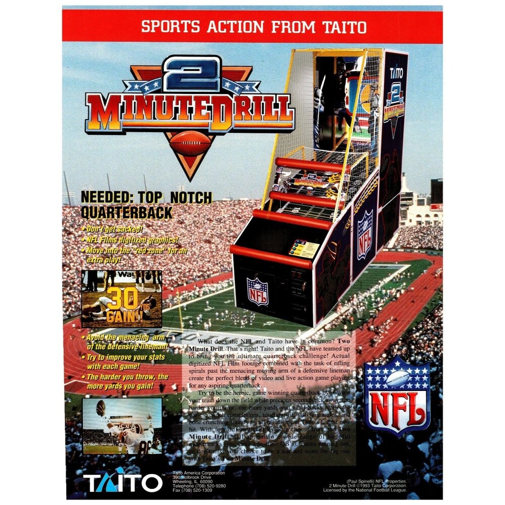 JOB LOT 5x Original NOS 2 Minute Drill Arcade Flyers Wholesale Taito Football